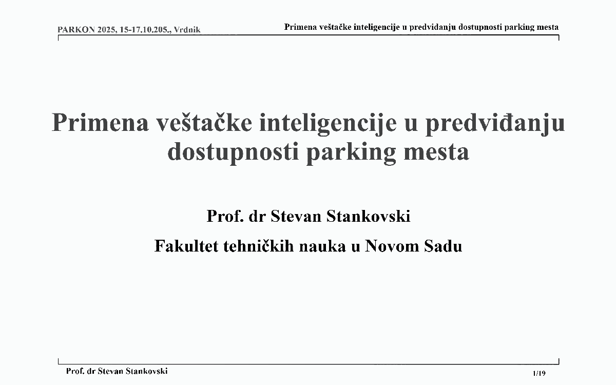 Primena veštačke inteligencije u predviđanju dostupnosti parking mesta Primena veštačke inteligencije u predviđanju dostupnosti parking mesta